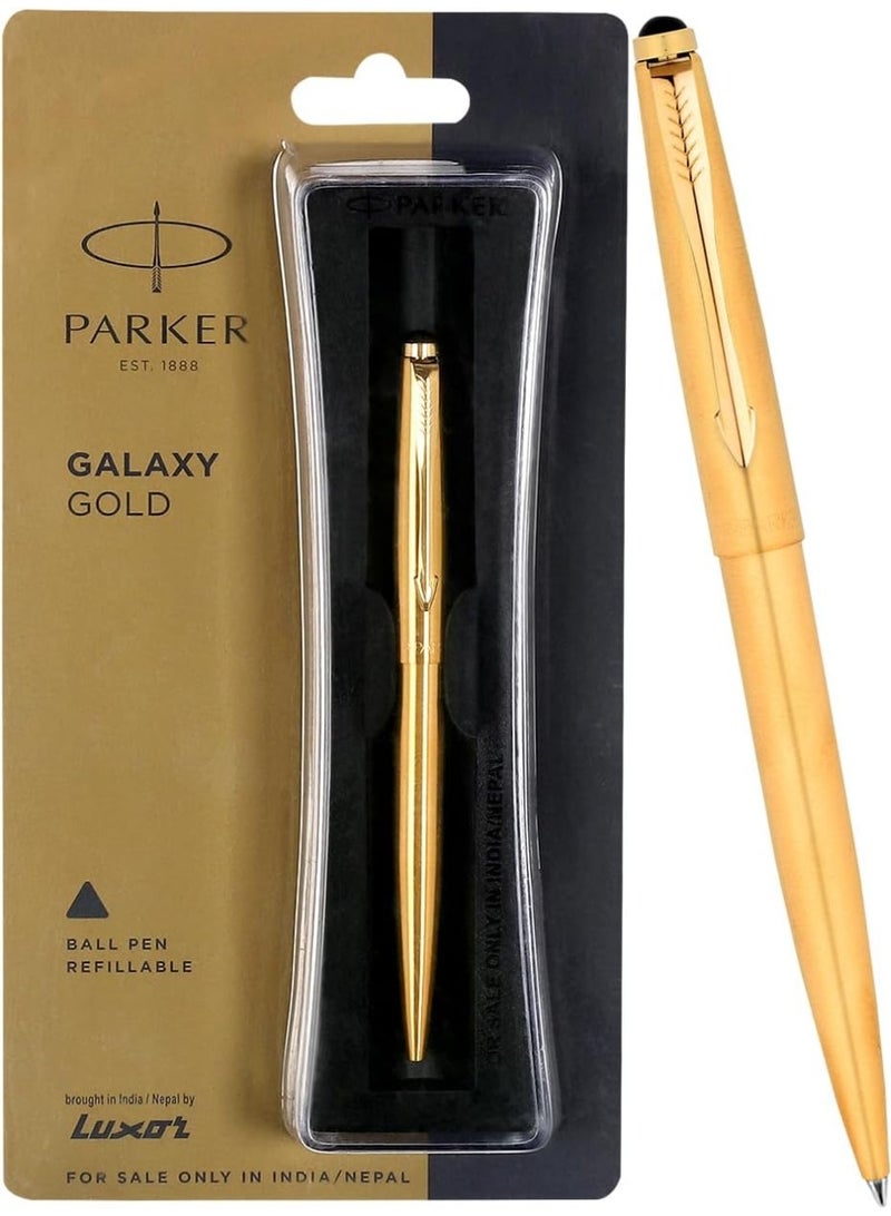 Parker Galaxy Gold Ball Pen with Blue Ink – Premium Luxury Writing Instrument for Office, School & Gifting – Smooth Writing, Elegant Design, Refillable Ballpoint Pen - Image 1